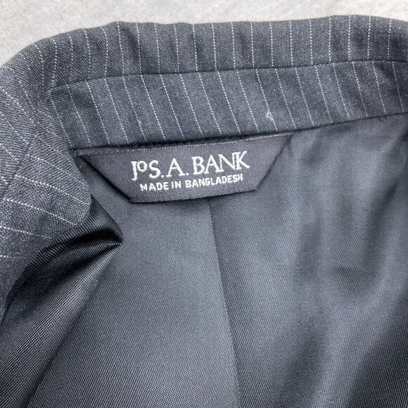 Jos A Bank Suit Men 43R 36W x 31L Gray White Pinstripe Wool Classic Career 2pc - Picture 13 of 16